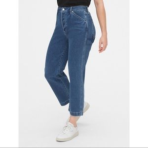 Gap Carpenter Jeans Straight Leg Cropped Cargo Button Fly